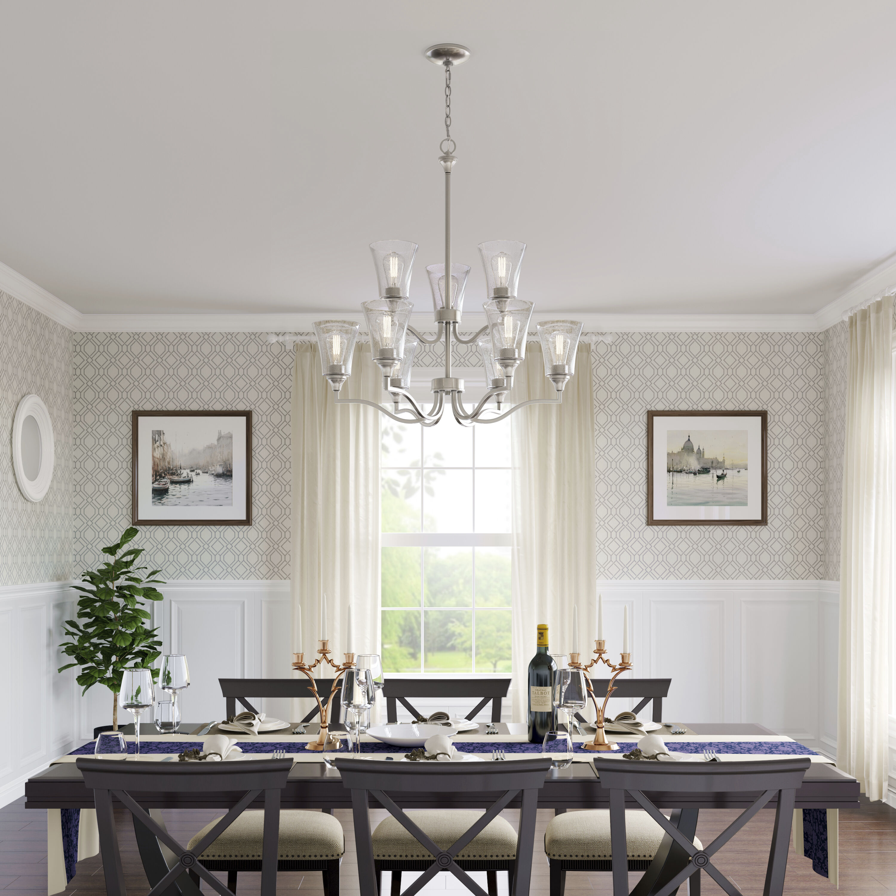 Caily 9 Light 31.5 inch Brushed Nickel Chandelier Ceiling Light